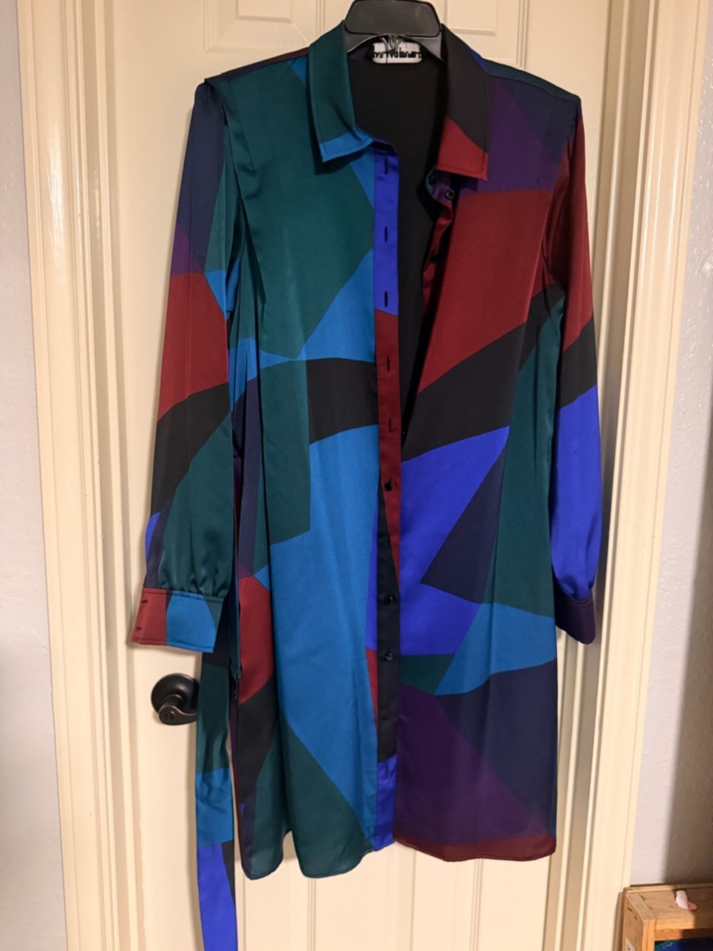 Karl Lagerfeld Paris NWT Geometric Print Shirt Dress – Belted Size 14 - Picture 6 of 7